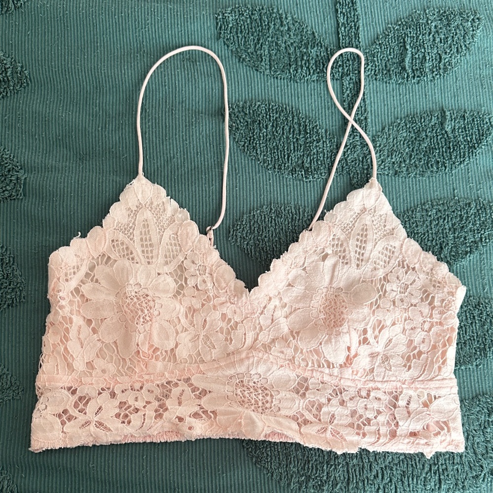 Free People bralette floral lace cotton large